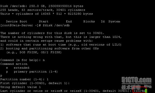 Linux下添加新硬盘,分区及挂载