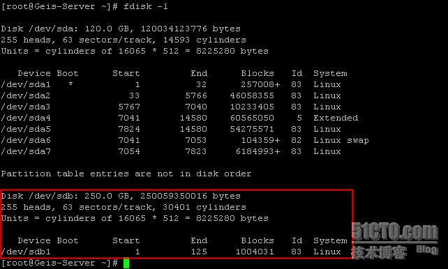Linux下添加新硬盘,分区及挂载
